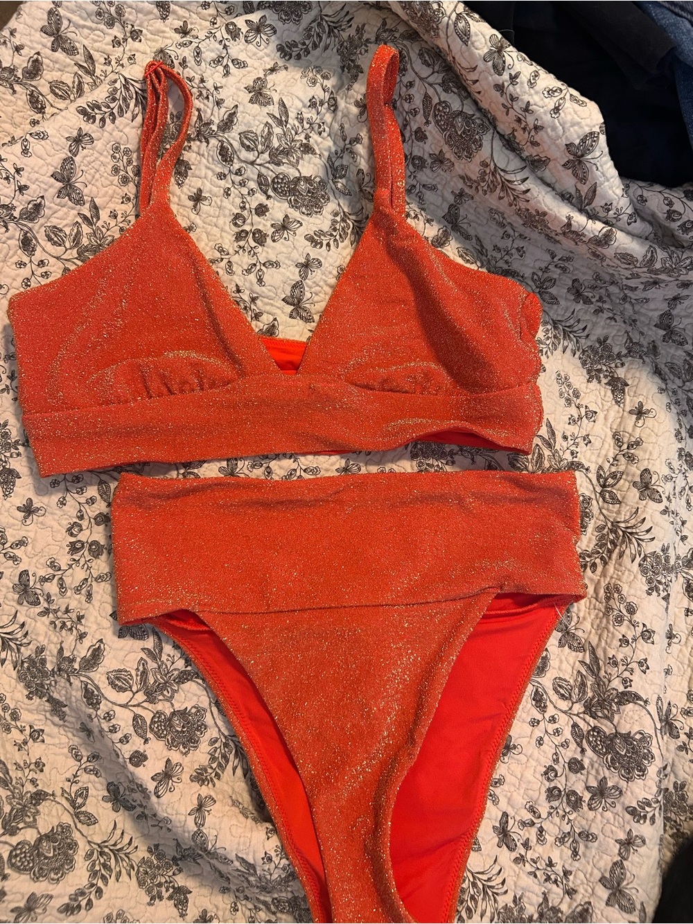 aerie Shimmery Orange Two-Piece Bikini Set